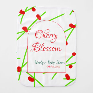 Arch shape cherry blossom red green baby shower na baby burp cloth