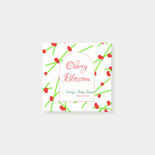 Arch shape cherry blossom red green baby shower na post-it notes