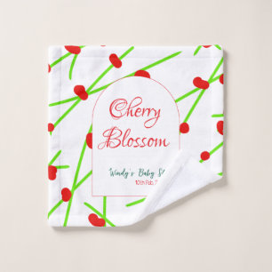 Arch shape cherry blossom red green baby shower na wash cloth