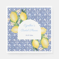 Arch Shape Italian Lemons Blue Tiles Bridal Shower