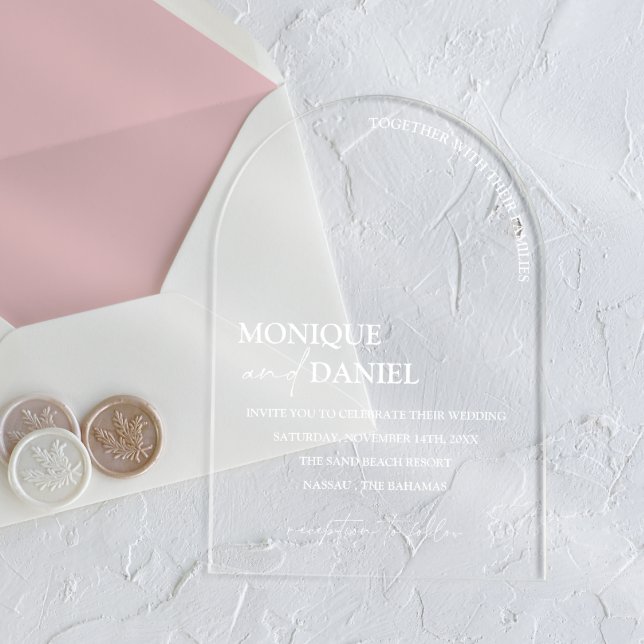 Arch Shaped Elegant Calligraphy Simple WEDDING Acrylic Invitations (Creator Uploaded)
