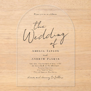 Arch Shaped Elegant Wedding Acrylic Invitation
