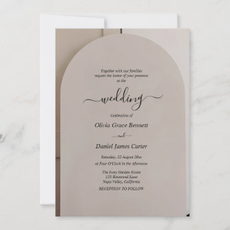 Arch Shaped Neutral Luxe Wedding Invitation