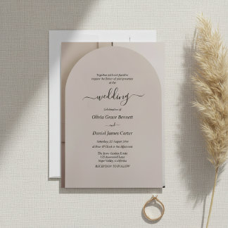 Arch Shaped Neutral Luxe Wedding Invitation