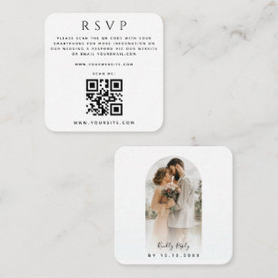 Arch Shaped Photo QR Code Online Wedding RSVP Chic Enclosure Card