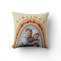 Arch Siblings Patterns Red Mustard Neutral Photo Throw Pillow