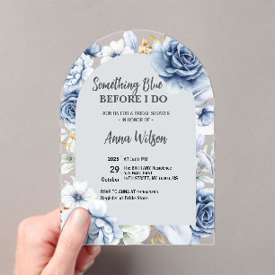 Arch Something Blue Before I Do Bridal Shower Chic Acrylic Invitations