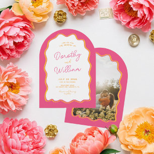 Arch Squiggly Bright and Colorful Wedding Invitation