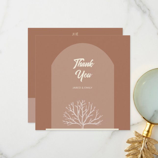 Arch Style Nature Wedding Thank You Card (Front/Back In Situ)