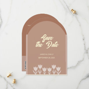 Arch Style QR Code Wedding Flat Save The Date Card