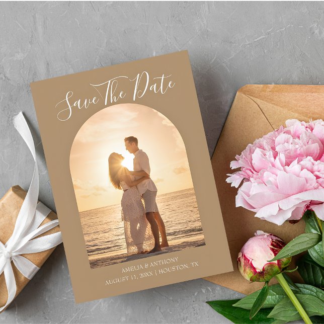 Arch Sunset Beach Modern Couple Photo Wedding Save The Date (Creator Uploaded)