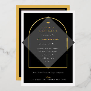 Arch Tassels Minimalist Frame Photo Graduate Party Foil Invitation