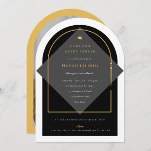 Arch Tassels Minimalist Frame Photo Graduate Party Invitation
