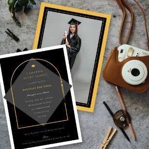 Arch Tassels Minimalist Frame Photo Graduate Party Invitation