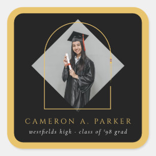 Arch Tassels Minimalist Frame Photo Graduation Square Sticker