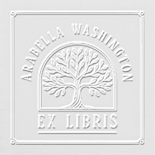 Arch Text Custom Library Tree Ex Libris Book Page Embosser