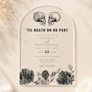 Arch Til Death Gothic Skull Wedding Details and Acrylic Invitations