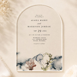 Arch Tropical Ocean Coral Jelly Fish Beach Wedding Acrylic Invitations