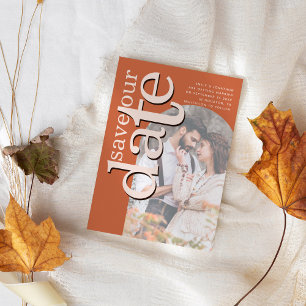 Arch Typography Photo Overlay Terracotta Save The Date