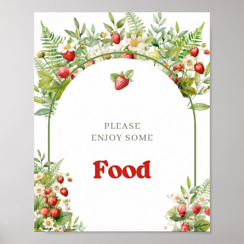 Arch Watercolor Berry Sweet Wild Strawberry food Poster