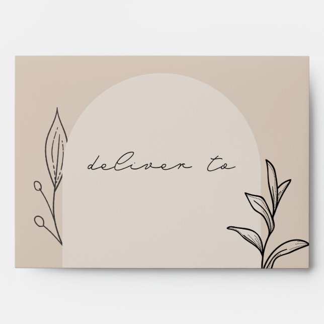 Arch Wedding Line Art Tan Envelope (Front)