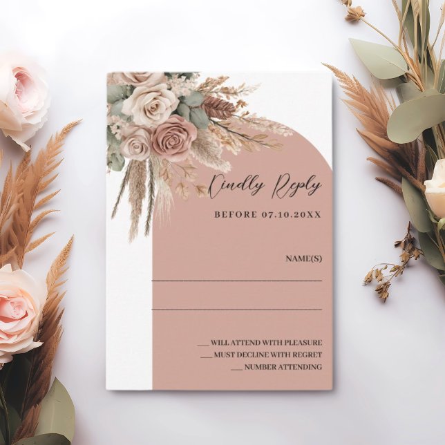 Arch wedding response RSVP beige taupe Note Card (Creator Uploaded)