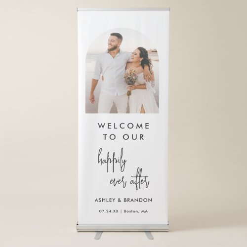 Arch Welcome To Our Happily Ever After Wedding  Retractable Banner