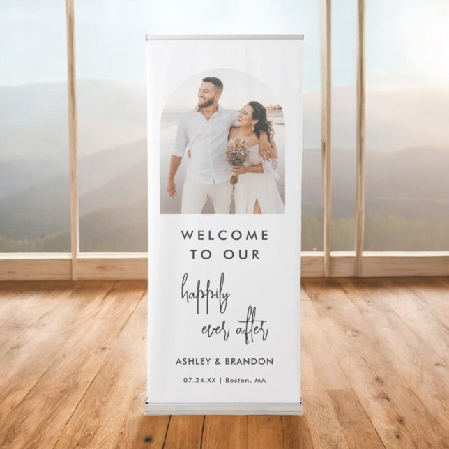 Arch Welcome To Our Happily Ever After Wedding  Retractable Banner (Creator Uploaded)