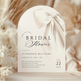 White Elegant Bow Bridal Shower Invitation