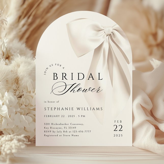 Arch White Elegant Bow Bridal Shower Invitation (Creator Uploaded)