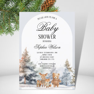 Arch Winter Woodland Animals Birthday Baby shower Invitation