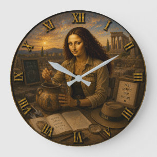 Archaeologist Funny Mona Lisa Archaeology Gift Large Clock