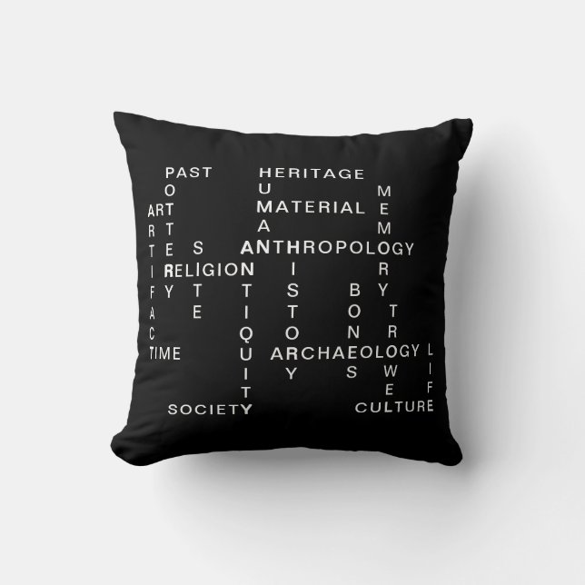 Archaeology and anthropology crossword puzzle throw pillow (Front)