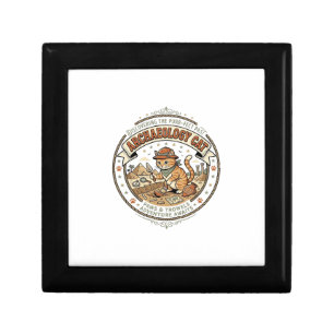 Archaeology Cat Archaeology Cat Vintage Vector Art Gift Box