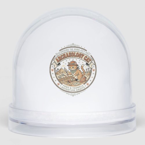 Archaeology Cat Archaeology Cat Vintage Vector Art Snow Globe