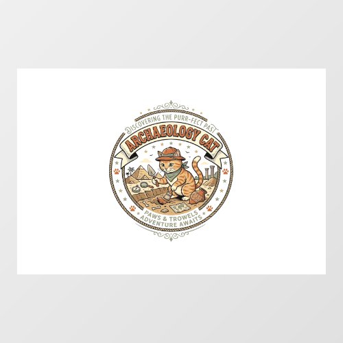 Archaeology Cat Archaeology Cat Vintage Vector Art Window Cling