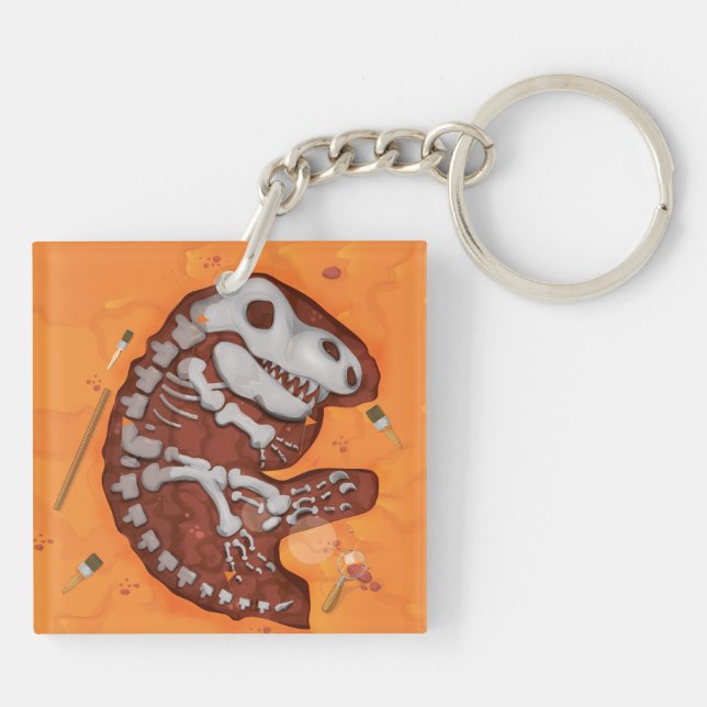 Archaeology Dinosaur Bones Dig Keychain (Back)