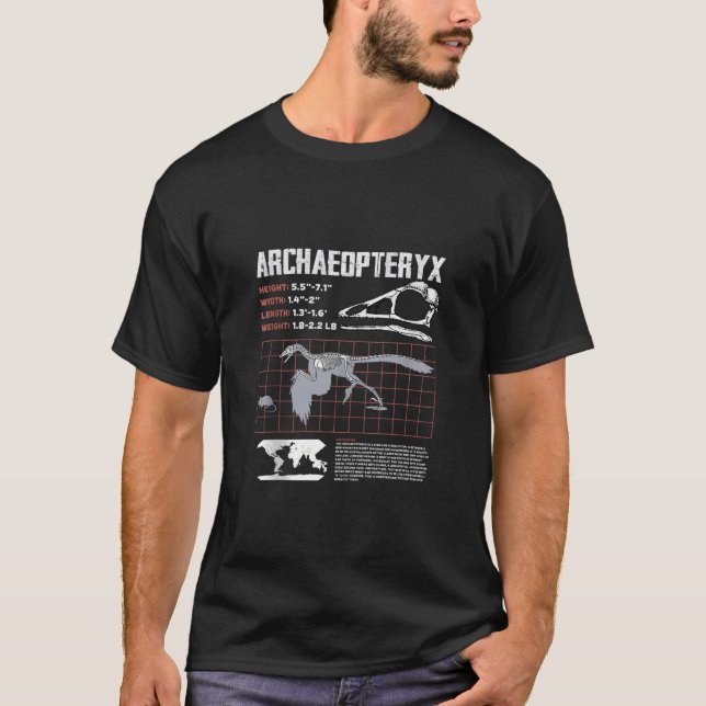Archaeopteryx Dinosaur Facts Sheet Fossils Data Ta T-Shirt (Front)