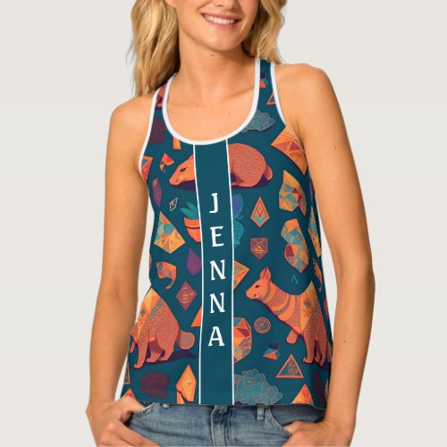 Archaeotherium Geometric Colourful Custom Pattern Tank Top