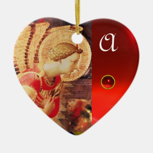 ARCHANGEL GABRIE Heart Gemstone Monogram Ceramic Ornament