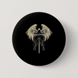 Archangel Gabriel Christian Angel Catholic Warrior Button