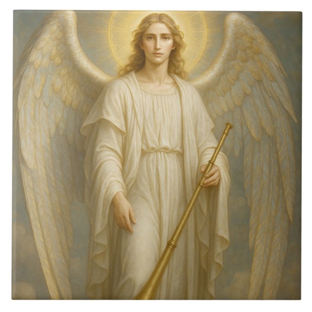 Archangel Gabriel – Divine Messenger of Light Ceramic Tile (Front)