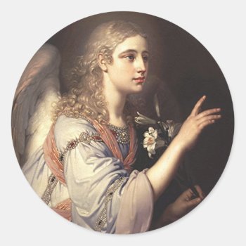 Archangel Gabriel From The Annunciation Classic Round Sticker by stargiftshop at Zazzle