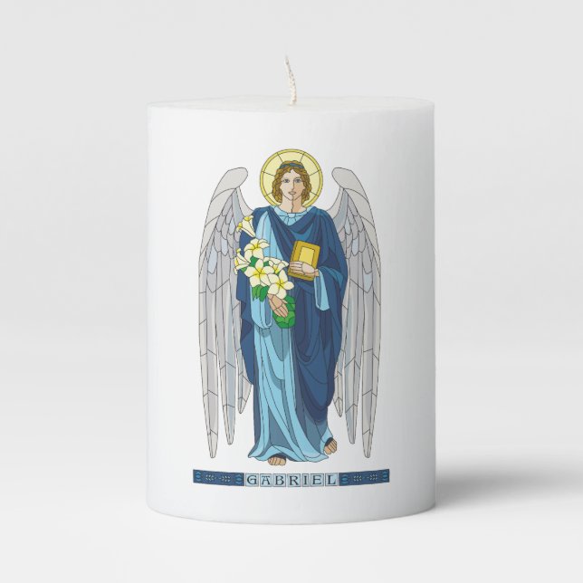 Archangel Gabriel personalize your emotion Pillar Candle (Front)