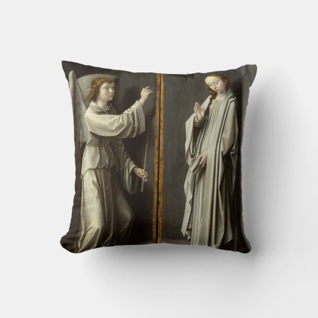 Archangel Gabriel; The Virgin Annunciate Throw Pillow (Front)