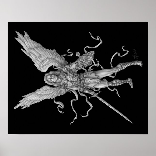 Archangel Michael- Black Background Poster (Front)