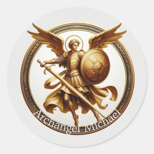 Archangel Michael Classic Round Sticker