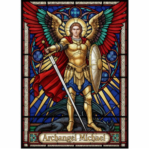 Archangel Michael - Colorful Stained Glass Angel Cutout