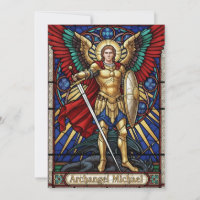 Archangel Michael - Colorful Stained Glass Angel