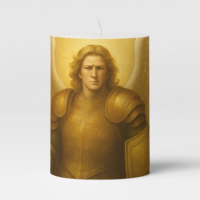 Archangel Michael – Divine Protector of Light Pillar Candle (Front)